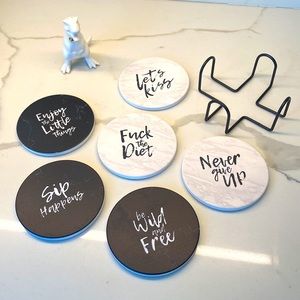 Sassy funny Coasters set of six faux marble design